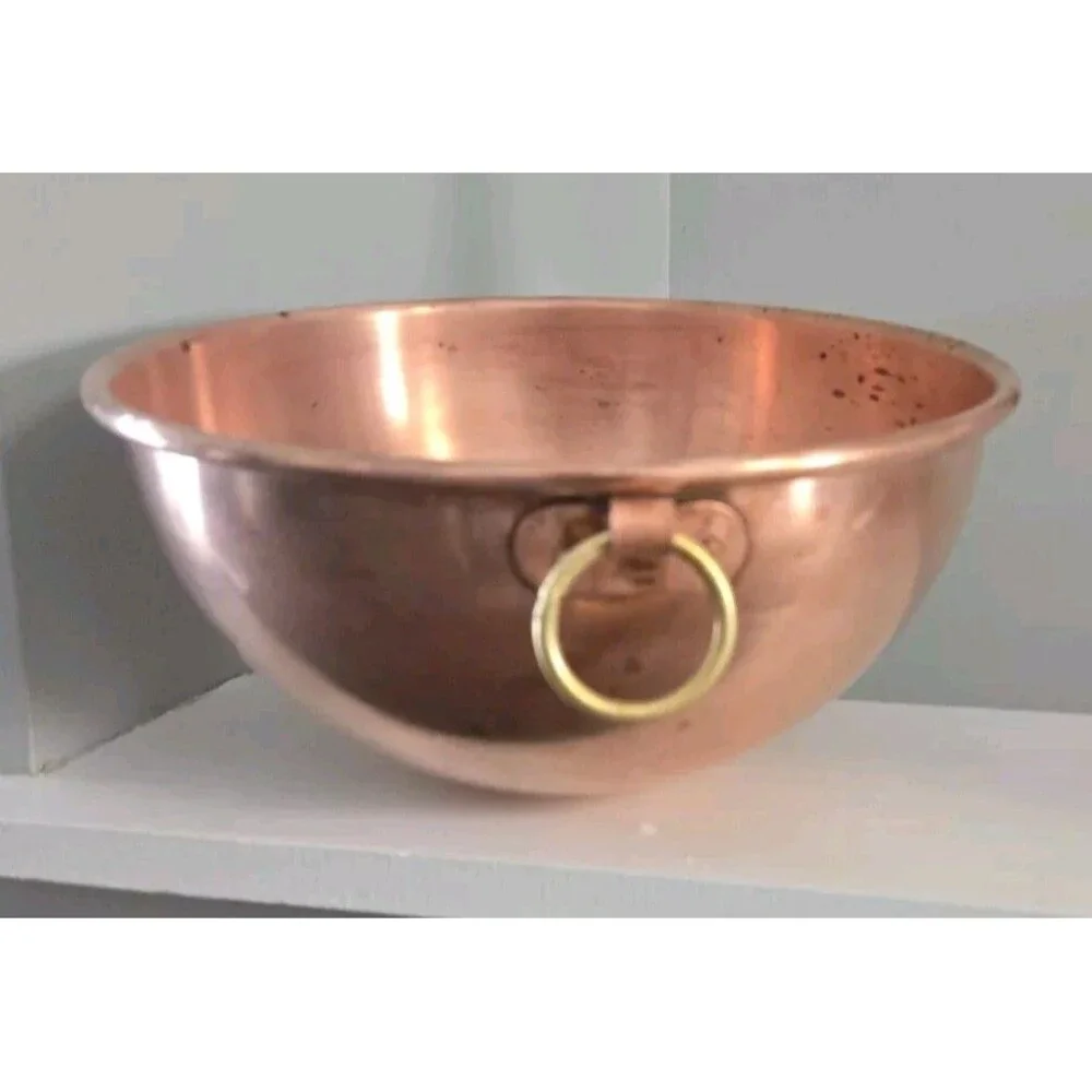 Williams Sonoma France Copper Mixing Whisking Bowl Round Bottom Ring 11